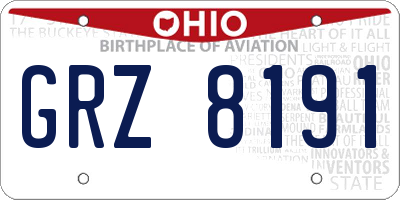 OH license plate GRZ8191