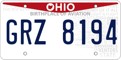 OH license plate GRZ8194
