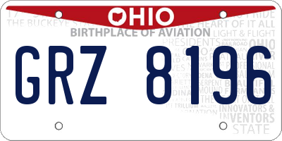 OH license plate GRZ8196