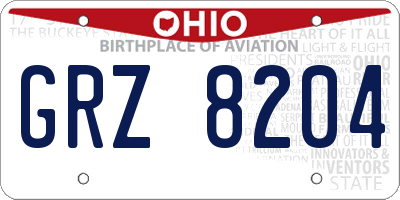 OH license plate GRZ8204