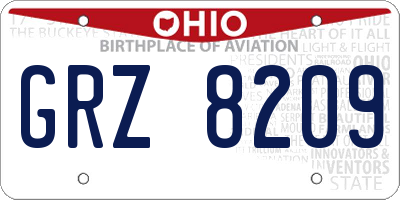 OH license plate GRZ8209