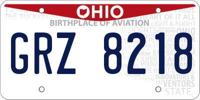 OH license plate GRZ8218
