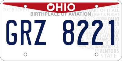 OH license plate GRZ8221