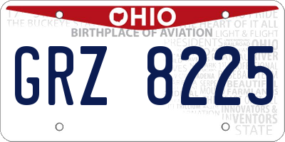 OH license plate GRZ8225