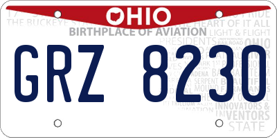 OH license plate GRZ8230