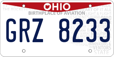 OH license plate GRZ8233