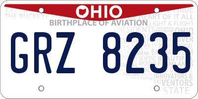 OH license plate GRZ8235