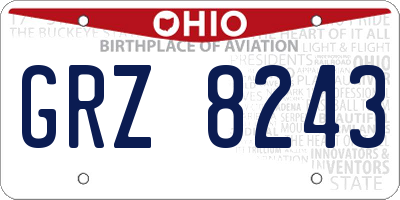 OH license plate GRZ8243