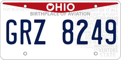 OH license plate GRZ8249