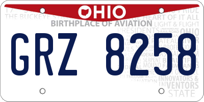 OH license plate GRZ8258