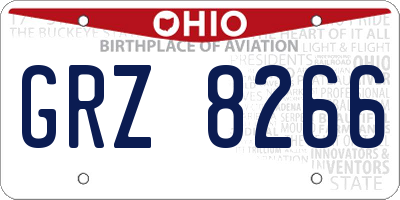 OH license plate GRZ8266