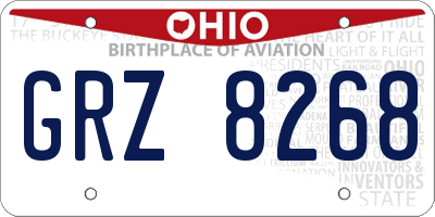 OH license plate GRZ8268