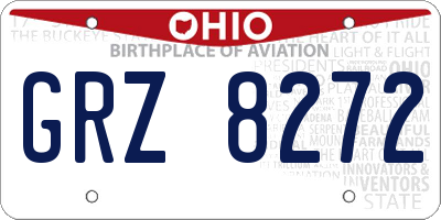 OH license plate GRZ8272
