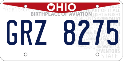 OH license plate GRZ8275