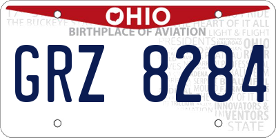 OH license plate GRZ8284