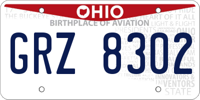OH license plate GRZ8302