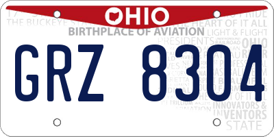 OH license plate GRZ8304