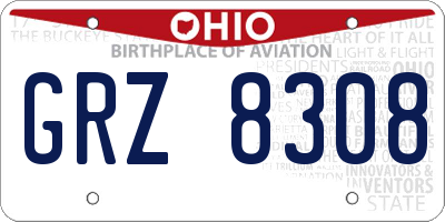 OH license plate GRZ8308