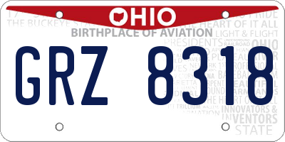 OH license plate GRZ8318