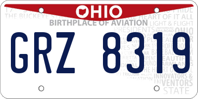 OH license plate GRZ8319