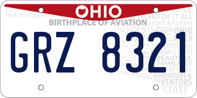 OH license plate GRZ8321