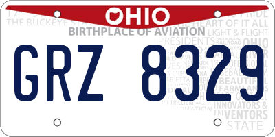 OH license plate GRZ8329
