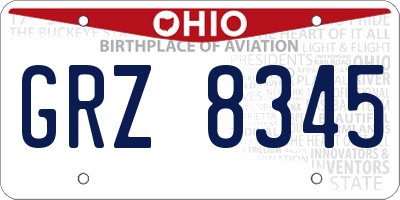 OH license plate GRZ8345
