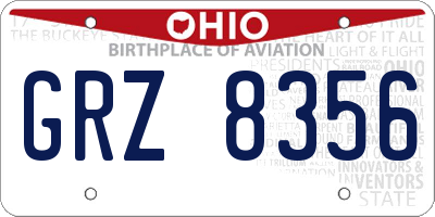OH license plate GRZ8356