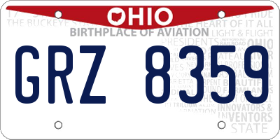 OH license plate GRZ8359