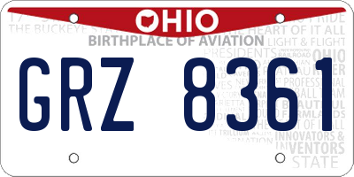 OH license plate GRZ8361