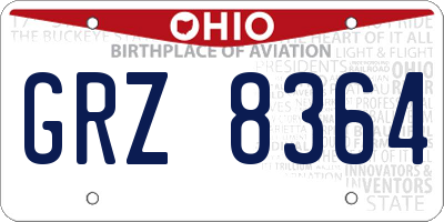 OH license plate GRZ8364