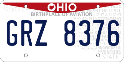 OH license plate GRZ8376