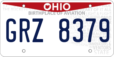 OH license plate GRZ8379