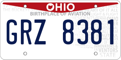OH license plate GRZ8381