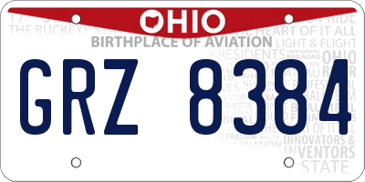 OH license plate GRZ8384