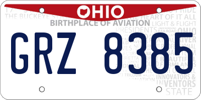 OH license plate GRZ8385