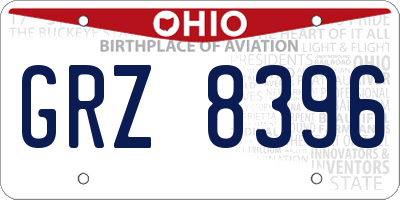 OH license plate GRZ8396
