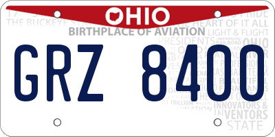 OH license plate GRZ8400
