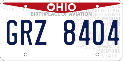 OH license plate GRZ8404
