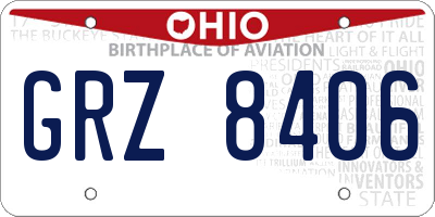 OH license plate GRZ8406