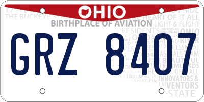 OH license plate GRZ8407