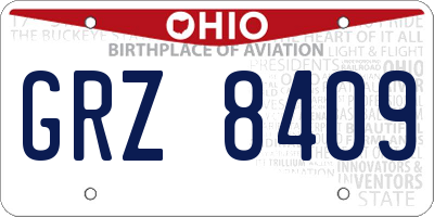 OH license plate GRZ8409