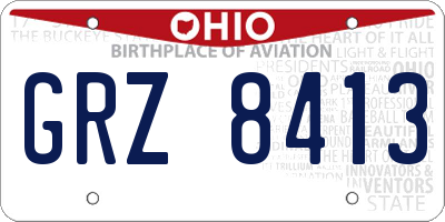 OH license plate GRZ8413