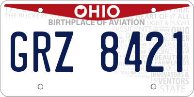 OH license plate GRZ8421