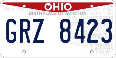 OH license plate GRZ8423
