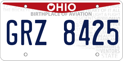 OH license plate GRZ8425