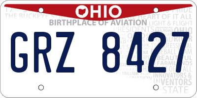 OH license plate GRZ8427