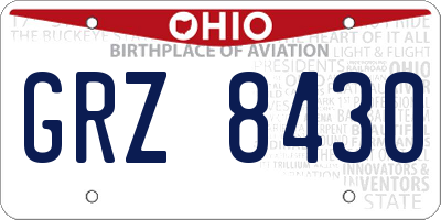 OH license plate GRZ8430