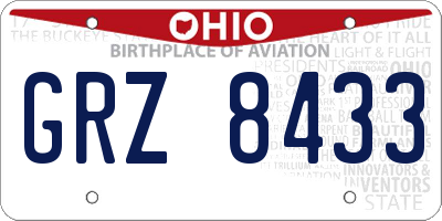 OH license plate GRZ8433