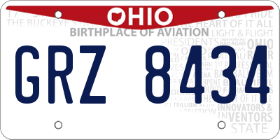OH license plate GRZ8434
